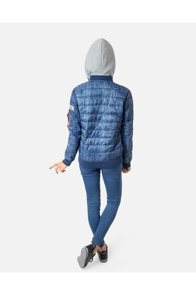 NO BRAND Geacă sport căptușită călduroasă de damă, cu glugă, 23360 m jeans