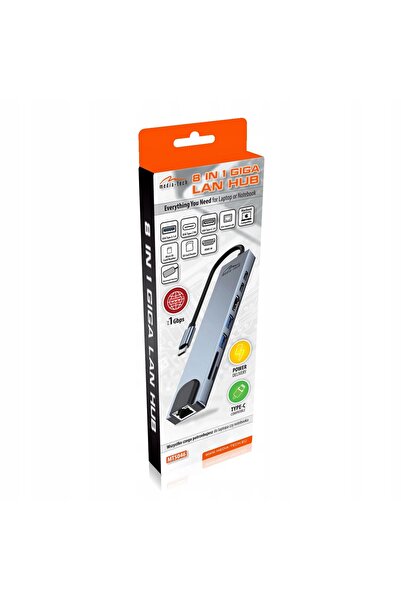 NO BRAND Media-Tech Usb-C Lan HDMI 8 în 1 Sd Microsd 100W Giga Hub Stație de ...