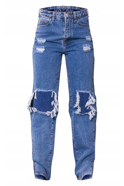 NO BRAND Pantaloni din denim albaștri franjurați cu talie înaltă Prettylittle...