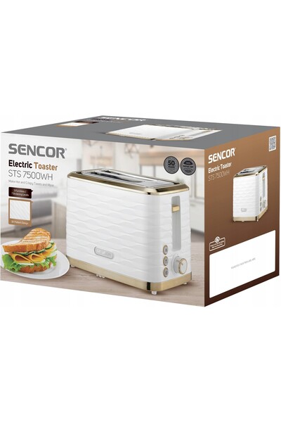 NO BRAND Prăjitor de pâine electric Sencor Sts 7500Wh, Alb, 930W, 2 compartim...