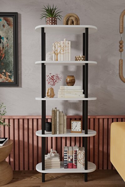 Remaks Soft 5 Katlı Modern Kitaplık | Dekoratif Çok Amaçlı Kitaplık ve Organi...