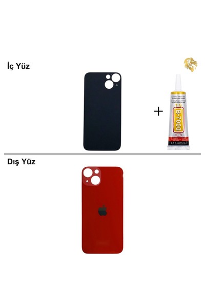 ARSKİNG iPhone 13 Kırmızı Arka Kapak Arka Cam Batarya Kapağı Lazer Kesim Kapa...