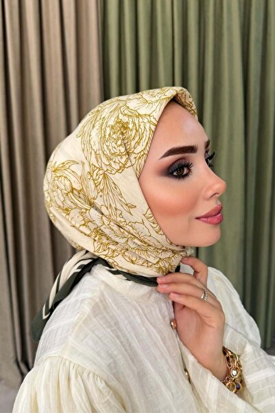 Şule Giyim Rose Pattern Scarf Emerald