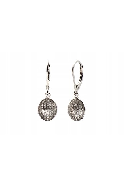 NO BRAND Cercei argintii atârnători cu diamante, în montură microsetting