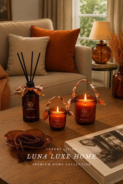 Haute Collection | İthal Premium Oda Kokusu ve Kokulu Mum Özel Kutulu Hediye Seti • Precious Amber