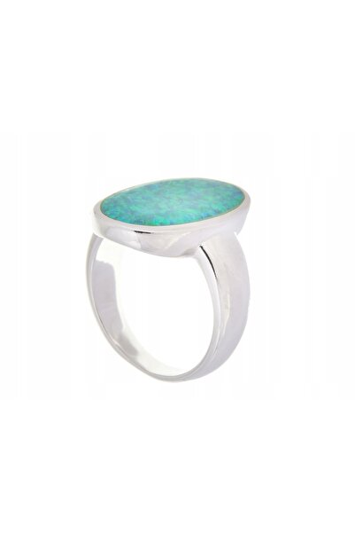 NO BRAND Inel de argint placat cu rodiu, mărimea 11, cu opal de 21mm, cadou