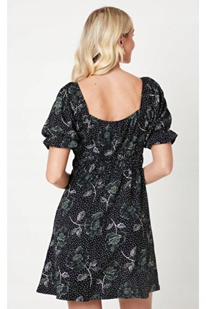 NO BRAND Rochie mini neagră texturată cu mânecă scurtă Dorothy Perkins 40