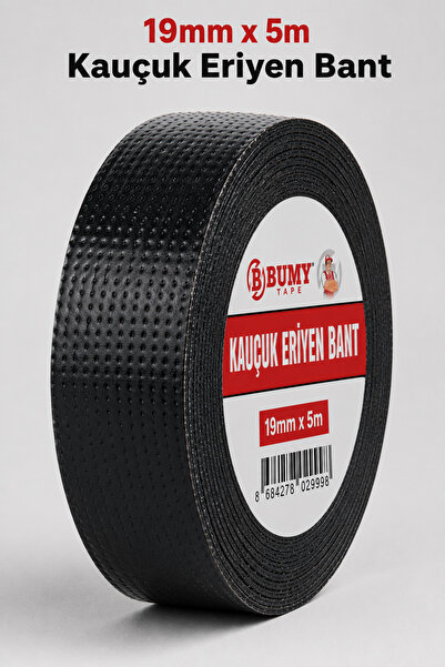 BUMY Siyah 19 mm x 5 Metre Kauçuk Eriyen Bant Kendinden Kaynayan İzolasyon Ba...