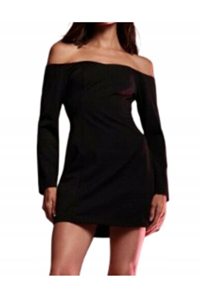 NO BRAND Rochie mini clasică neagră, cu umerii goi, mânecă lungă, Reserve S