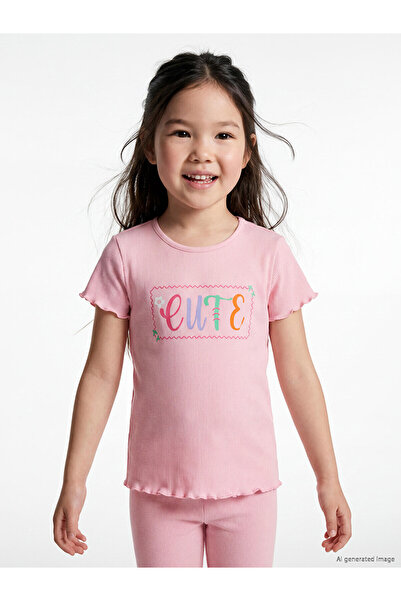 LC Waikiki Trendlucky Girl's T-Shirt with Printed Difference Design, Pack of 2