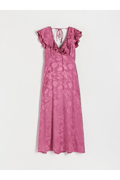 NO BRAND Rochie roz de sarcină, cu mânecă scurtă, imprimeu floral, detaliu cu...