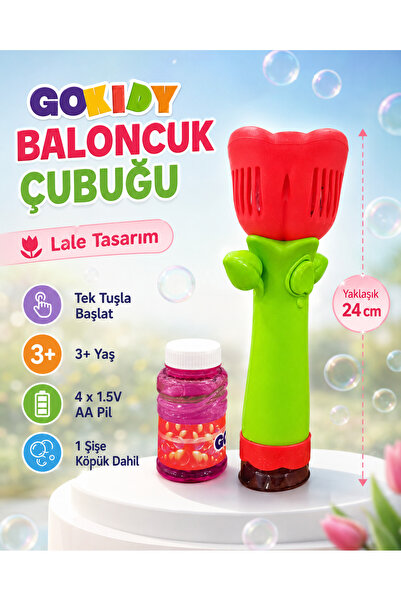 Gokidy Lale Tasarımlı Otomatik Baloncuk Makinesi – Tek Tuşla Eğlence 🫧🌷