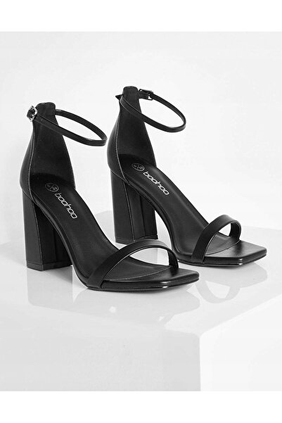NO BRAND Sandale elegante negre cu toc lat, clasice, din piele ecologică, Boo...