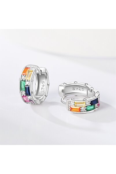 NO BRAND Cercei tip inel din argint 925 sterling cu zirconiu pentru femei