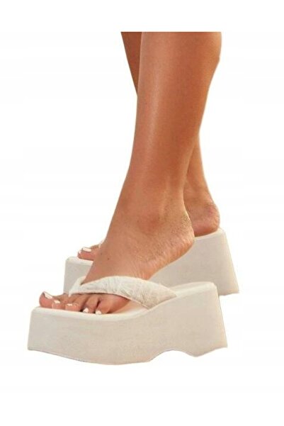 NO BRAND Papuci albi japonezi cu platformă, tip slip-on, Prettylittlething 38