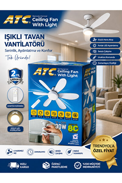 ATC LED IŞIKLI TAVAN VANTİLATÖRÜ KUMANDALI