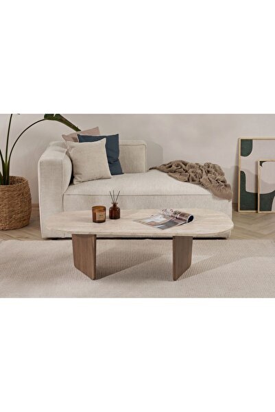 Rani Mobilya Rani Home Orta Sehpa Traverten - Venedik Cevizi 130 Cm AB-5413