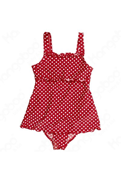 Playshoes Παιδικό μαγιό για κορίτσια, με προστασία UV, κόκκινο με λευκά πουά ...