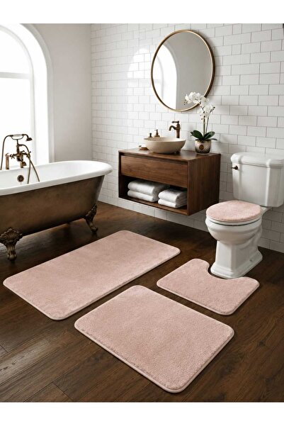 MIRAEDM HOME Banyo Paspası 4 Lü Klozet Takımı Peluş Büyük Boy Banyo Paspas Ta...