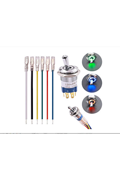 zerzembe 16mm 20A 12V DC RGB LED Işıklı Yuvarlak Açma/Kapama Anahtarı SPST 6 ...