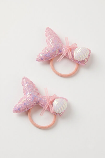 Le Mabelle Pink Mermaid Tail and Oyster Figured Rubber Buckle for Girls, 2-Pi...