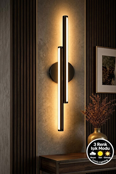 Lumia Lighting Modern 3 Renk Çift Çubuk LED Duvar Apliği Salon Çocuk Yatak Od...