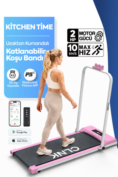 Kitchen Time Pembe Bluetoothlu Uygulamalı Uzaktan Kumandalı Koşu Bandı Yürüyü...