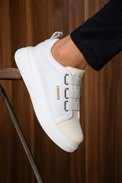pabucmarketi Banded Suede Detailed Men's Sports Shoes White