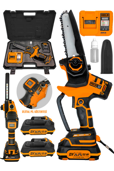 held power 21V XR 5.0 Ah Dijital Şarj Göstergeli Akülü Mini Dal Budama Tester...
