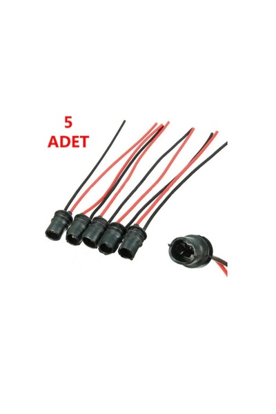 SKAUTO 5 Adet T10 Dipsiz Ampul Duyu Soket Kablolu W5w Park Ampulü Duy Soketi
