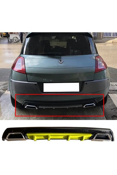 HasAkman Renault Megane 2 HB Sarı Difüzör Çiftli Kare Egzoz Görünümlü D Tip D...