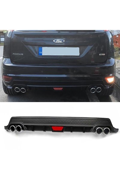 HasAkman Ford Focus 2 Hatchback Siyah Difüzör Difizör Yuvarlak Egzoz Görünüm ...