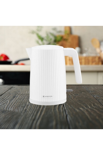 NO BRAND Fierbător electric 1,7L alb AMBITION 2200W cu dungi