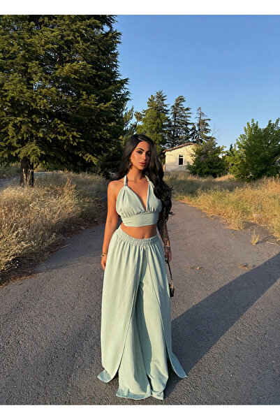 kırmızı butiks Mint Slit Sahra Set