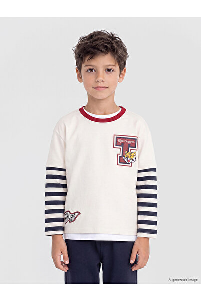 LC Waikiki Two Mt Shop Quality Lcw Kids Beige Combed Cotton Printed Loose & B...