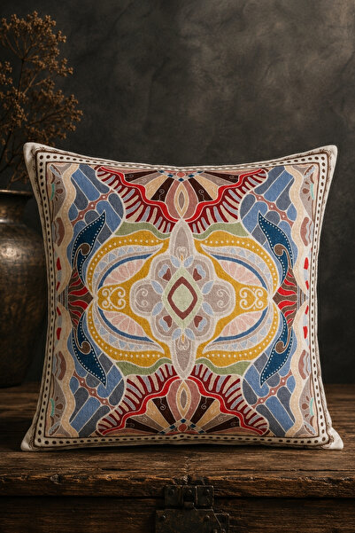 Decomia Home Husă de pernă decorativă vintage, colorată, cu două fețe (43x43 cm)