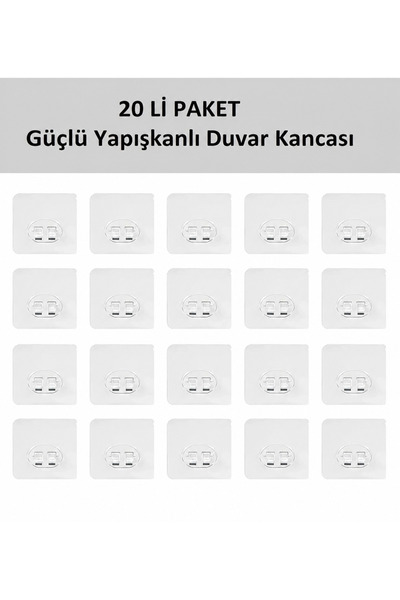 20 Li Güçlü Kendinden Yapışkanlı Kancalar Köşe Rafı Banyo Rafı Duş Rafı Kancası, Su Geçirmez Askı