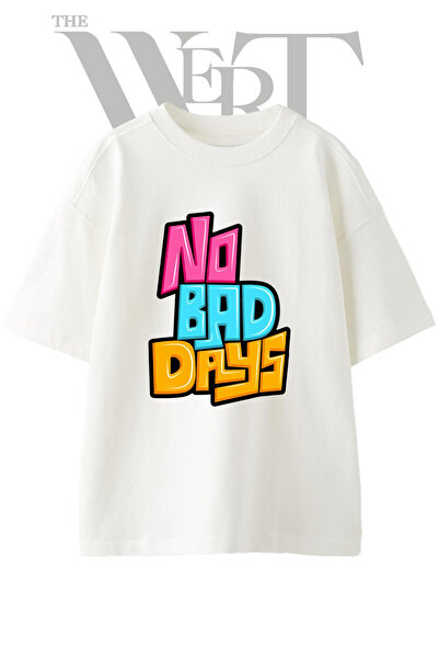 THEWERT Μπλουζάκι No Bad Days Design με στάμπα Unisex Λευκό Oversize