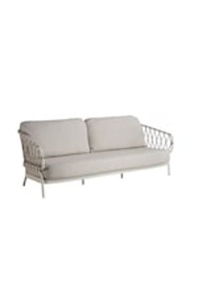 OEM Canapea de gradina/terasa cu perne, 3 locuri, 207, 5*83, 5*74 cm, alb crem