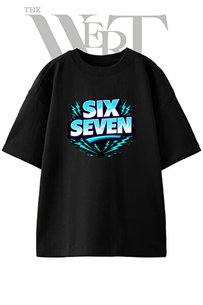 THEWERT Μπλουζάκι Six Seven Graffiti Design με στάμπα Unisex Μαύρο Oversize