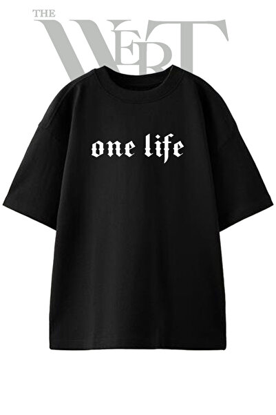 THEWERT One Life Gothic Design Printed Unisex Black Oversize T-Shirt
