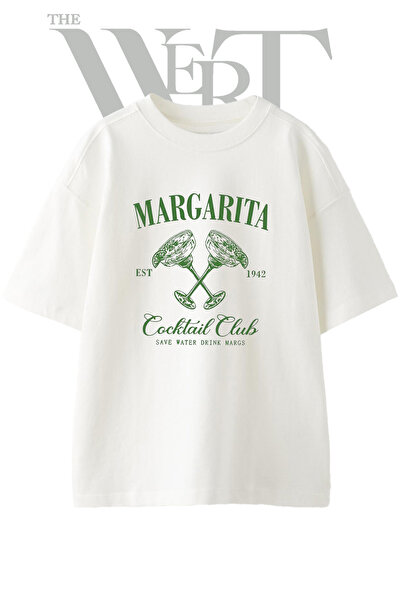 THEWERT Μπλουζάκι Margarita Club Design με στάμπα Unisex Λευκό Oversize