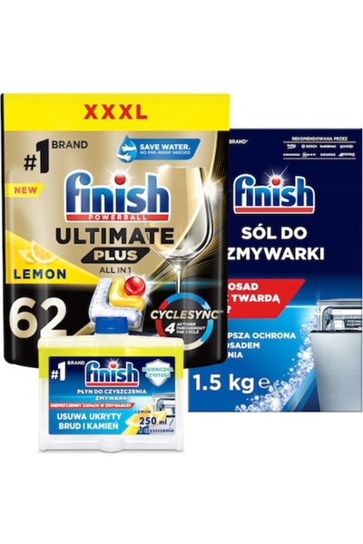 Finish Set detergent pentru mașina de spălat vase + lichid de curățare + sare...