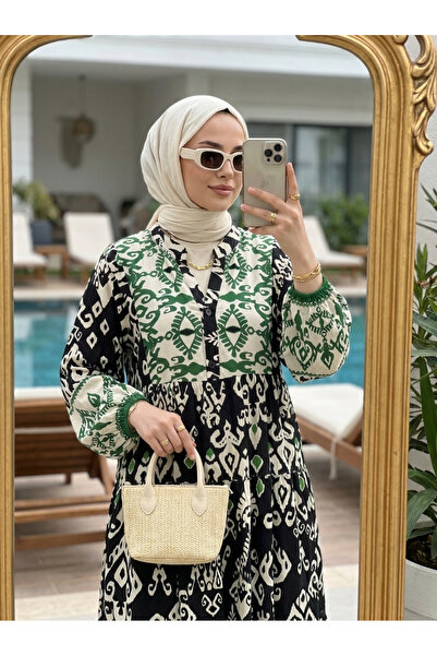 Kirazca Butik Women's Viscose Authentic Patterned Hijab Dress