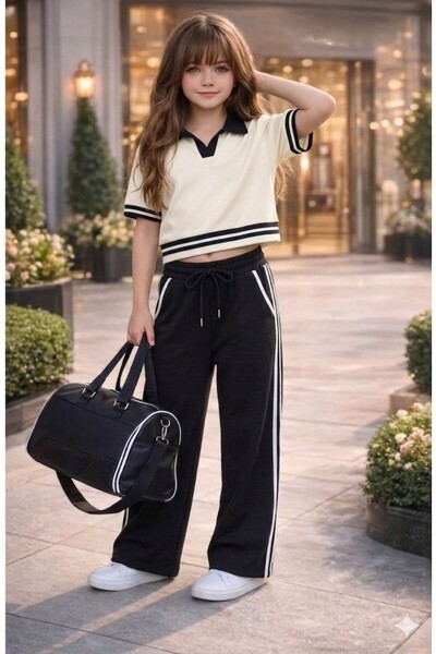 esmacamoda White Black Suit for Girls