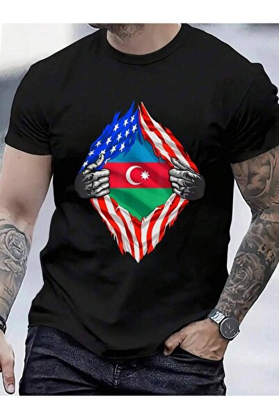 9JY قميص قطني 100% بتصميم علم أذربيجان، تي شيرت للرجال والنساء بتصميم عتيق لع...