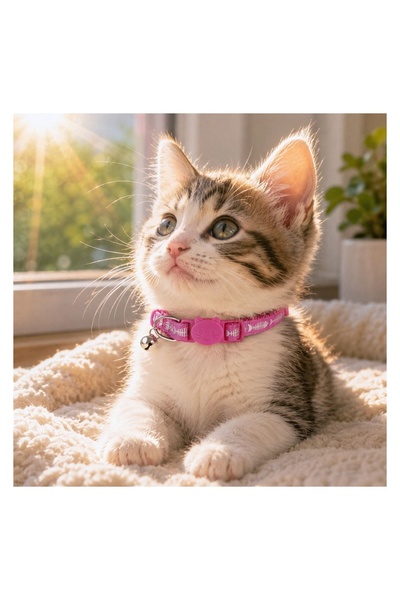 OEM Zgardă Fucsia cu Peștișori și Clopoțel pentru Pisici 30 cm