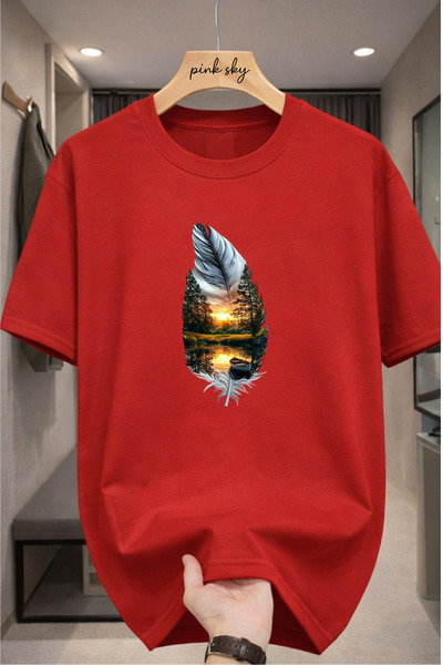 Pink Sky Premium Oversize T-Shirt 100% Cotton Unisex Comfortable Fit Trending...