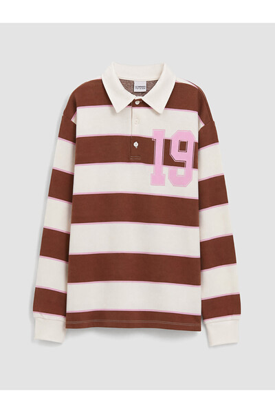 LC Waikiki Lcw kidspolo collar striped girl's t-shirt