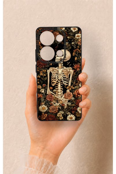 Vip Case Redmi Note 13 Pro 4g Compatible Flower Skeleton Pattern Silicone Case